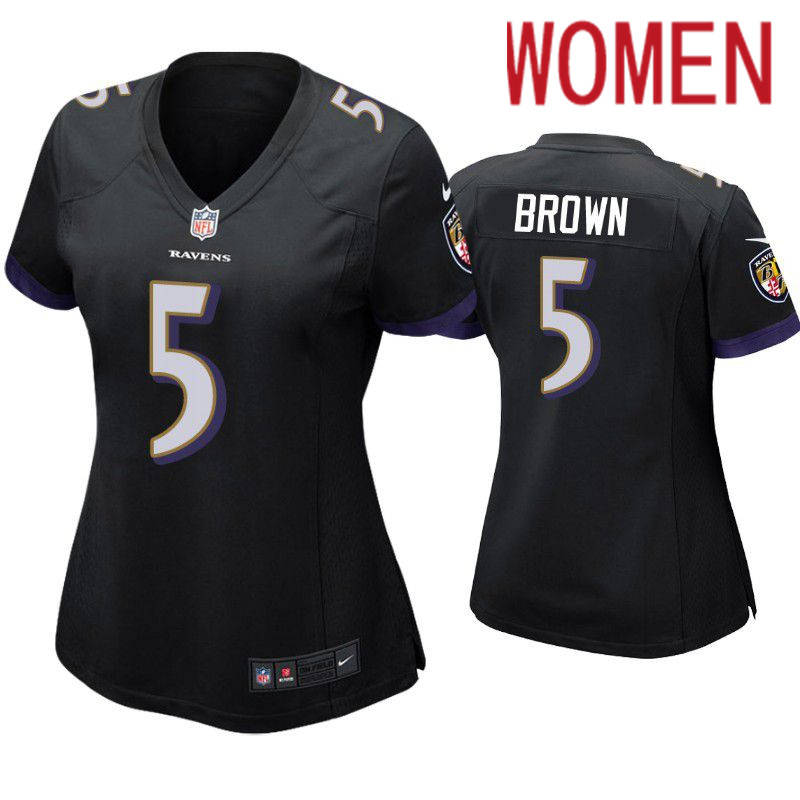 Women Baltimore Ravens #5 Marquise Brown Nike Black Game Player NFL Jersey